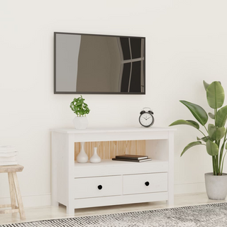 vidaXL TV Cabinet White 79x35x52 cm Solid Wood Pine - Giant Lobelia