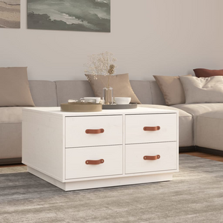 vidaXL Coffee Table White 80x80x45 cm Solid Wood Pine - Giant Lobelia