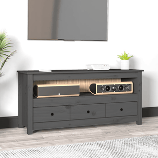 vidaXL TV Cabinet Grey - Farmhouse Style | Solid Wood Pine - Rustic and Functional - Giant Lobelia