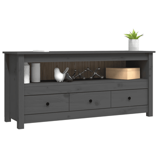 vidaXL TV Cabinet Grey - Farmhouse Style | Solid Wood Pine - Rustic and Functional - Giant Lobelia