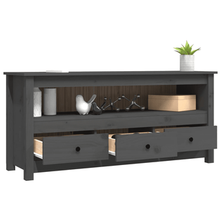 vidaXL TV Cabinet Grey - Farmhouse Style | Solid Wood Pine - Rustic and Functional - Giant Lobelia