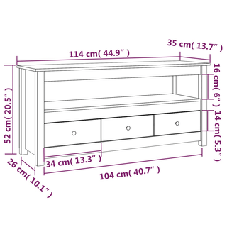 vidaXL TV Cabinet Grey - Farmhouse Style | Solid Wood Pine - Rustic and Functional - Giant Lobelia