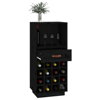 Wine Cabinet Black 45x34x100 cm Solid Wood Pine - Giant Lobelia