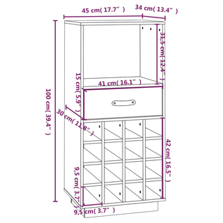 Wine Cabinet Black 45x34x100 cm Solid Wood Pine - Giant Lobelia