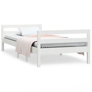 Bed Frame White 75x190 cm 2FT6 Small Single Solid Wood Pine - Giant Lobelia