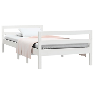 Bed Frame White 75x190 cm 2FT6 Small Single Solid Wood Pine - Giant Lobelia