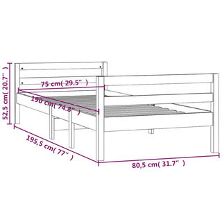 Bed Frame White 75x190 cm 2FT6 Small Single Solid Wood Pine - Giant Lobelia