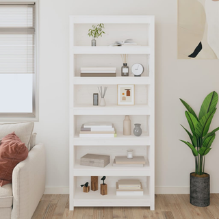 Book Cabinet White 80x35x183 cm Solid Wood Pine - Giant Lobelia