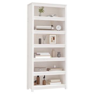 Book Cabinet White 80x35x183 cm Solid Wood Pine - Giant Lobelia