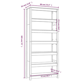 Book Cabinet White 80x35x183 cm Solid Wood Pine - Giant Lobelia