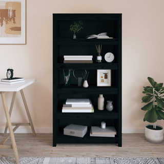 Book Cabinet Black 80x35x154 cm Solid Wood Pine - Giant Lobelia