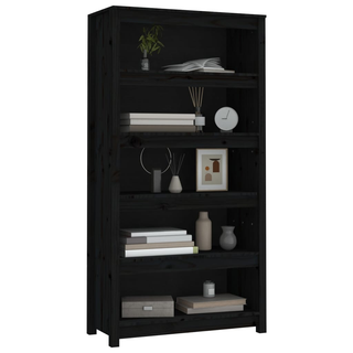 Book Cabinet Black 80x35x154 cm Solid Wood Pine - Giant Lobelia