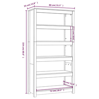 Book Cabinet Black 80x35x154 cm Solid Wood Pine - Giant Lobelia