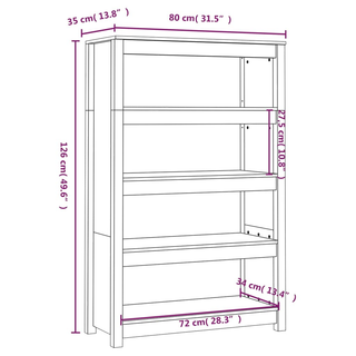 Book Cabinet Black 80x35x126 cm Solid Wood Pine - Giant Lobelia