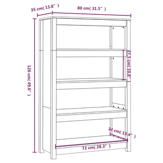 Book Cabinet Honey Brown | Solid Wood Pine | 80x35x126 cm - Giant Lobelia