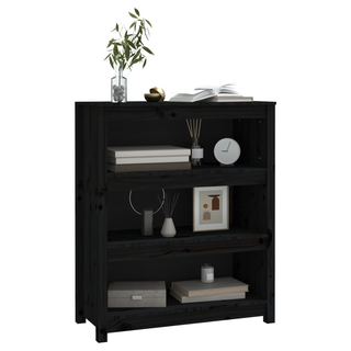 Book Cabinet Black 80x35x97 cm Solid Wood Pine - Giant Lobelia