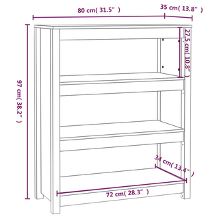 Book Cabinet Black 80x35x97 cm Solid Wood Pine - Giant Lobelia