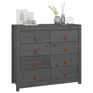 Side Cabinet Grey 100x40x90 cm Solid Wood Pine - Giant Lobelia