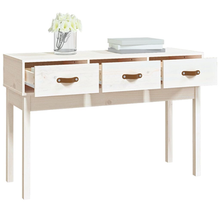 Console Table White 114x40x75 cm Solid Wood Pine - Giant Lobelia