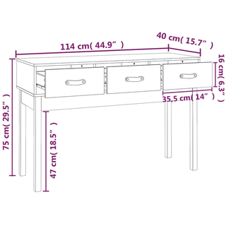 Console Table White 114x40x75 cm Solid Wood Pine - Giant Lobelia