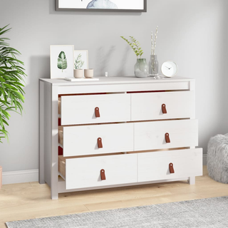 Side Cabinet White 100x40x72 cm Solid Wood Pine - Giant Lobelia