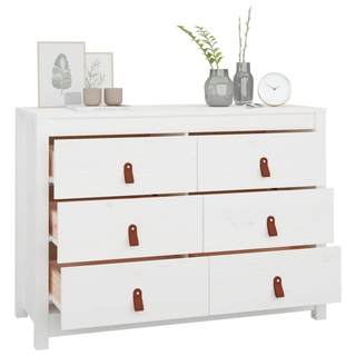 Side Cabinet White 100x40x72 cm Solid Wood Pine - Giant Lobelia