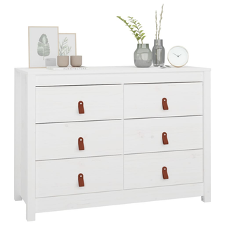 Side Cabinet White 100x40x72 cm Solid Wood Pine - Giant Lobelia