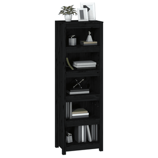 Book Cabinet Black - Sleek and Modern Design | Solid Wood Pine - Ample Storage Space - Giant Lobelia