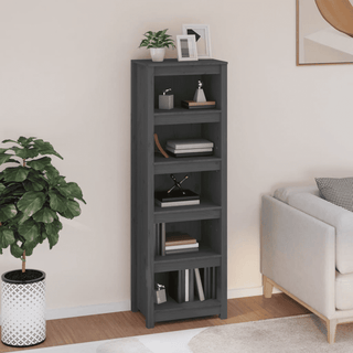 Book Cabinet Grey - Solid Wood Pine - Organize and Showcase Your Collection | 50x35x154 cm - Giant Lobelia