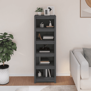 Book Cabinet Grey - Solid Wood Pine - Organize and Showcase Your Collection | 50x35x154 cm - Giant Lobelia