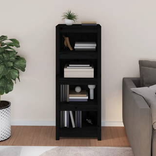 Book Cabinet Black 50x35x125.5 cm Solid Wood Pine - Giant Lobelia