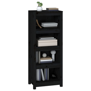 Book Cabinet Black 50x35x125.5 cm Solid Wood Pine - Giant Lobelia