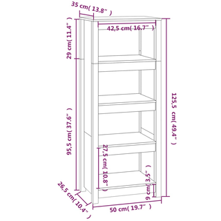 Book Cabinet Black 50x35x125.5 cm Solid Wood Pine - Giant Lobelia