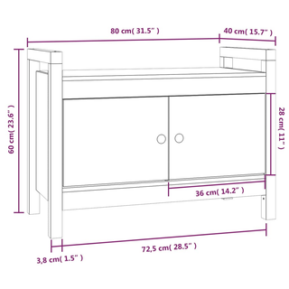 vidaXL Hall Bench Grey 80x40x60 cm Solid Wood Pine - Giant Lobelia