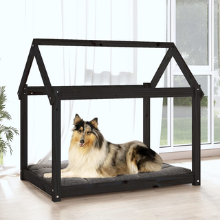 Dog Bed Black 101x70x90 cm Solid Wood Pine - Giant Lobelia