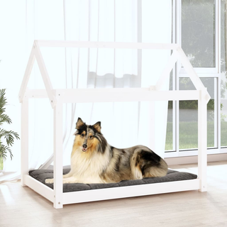 Dog Bed White 101x70x90 cm Solid Wood Pine - Giant Lobelia