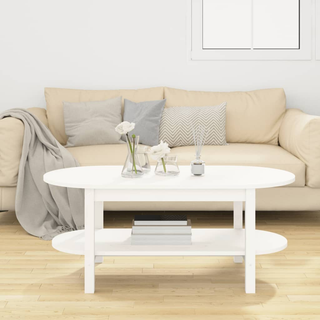 Coffee Table White 110x55x45 cm Solid Wood Pine - Giant Lobelia