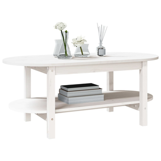 Coffee Table White 110x55x45 cm Solid Wood Pine - Giant Lobelia