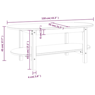 Coffee Table White 110x55x45 cm Solid Wood Pine - Giant Lobelia