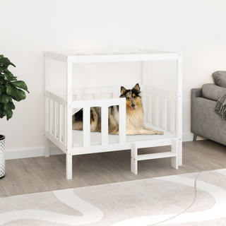 vidaXL Dog Bed White 105.5x83.5x100 cm Solid Wood Pine - Giant Lobelia