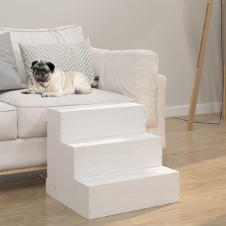 vidaXL Pet Stair White 40x37.5x35 cm Solid Wood Pine - Giant Lobelia