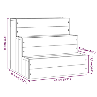 vidaXL Pet Stair White 40x37.5x35 cm Solid Wood Pine - Giant Lobelia