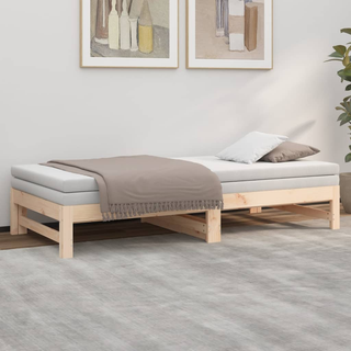 vidaXL Pull-out Day Bed 2x(75x190) cm Solid Wood Pine - Giant Lobelia