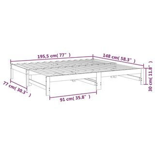 vidaXL Pull-out Day Bed 2x(75x190) cm Solid Wood Pine - Giant Lobelia