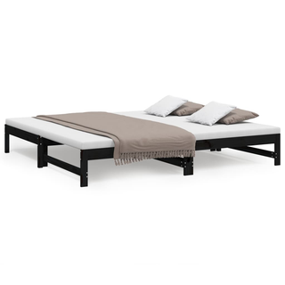 vidaXL Pull-out Day Bed Black 2x(100x200) cm Solid Wood Pine - Giant Lobelia