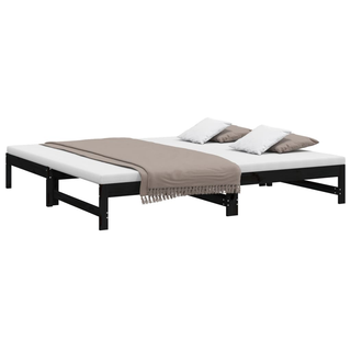 vidaXL Pull-out Day Bed Black 2x(100x200) cm Solid Wood Pine - Giant Lobelia