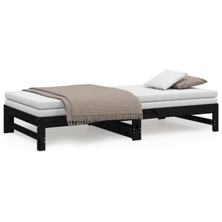 vidaXL Pull-out Day Bed Black 2x(100x200) cm Solid Wood Pine - Giant Lobelia