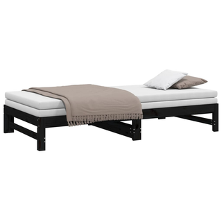 vidaXL Pull-out Day Bed Black 2x(100x200) cm Solid Wood Pine - Giant Lobelia