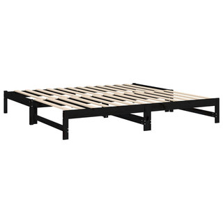 vidaXL Pull-out Day Bed Black 2x(100x200) cm Solid Wood Pine - Giant Lobelia