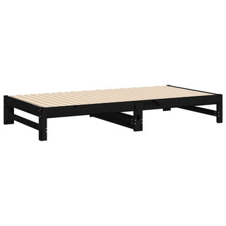 vidaXL Pull-out Day Bed Black 2x(100x200) cm Solid Wood Pine - Giant Lobelia